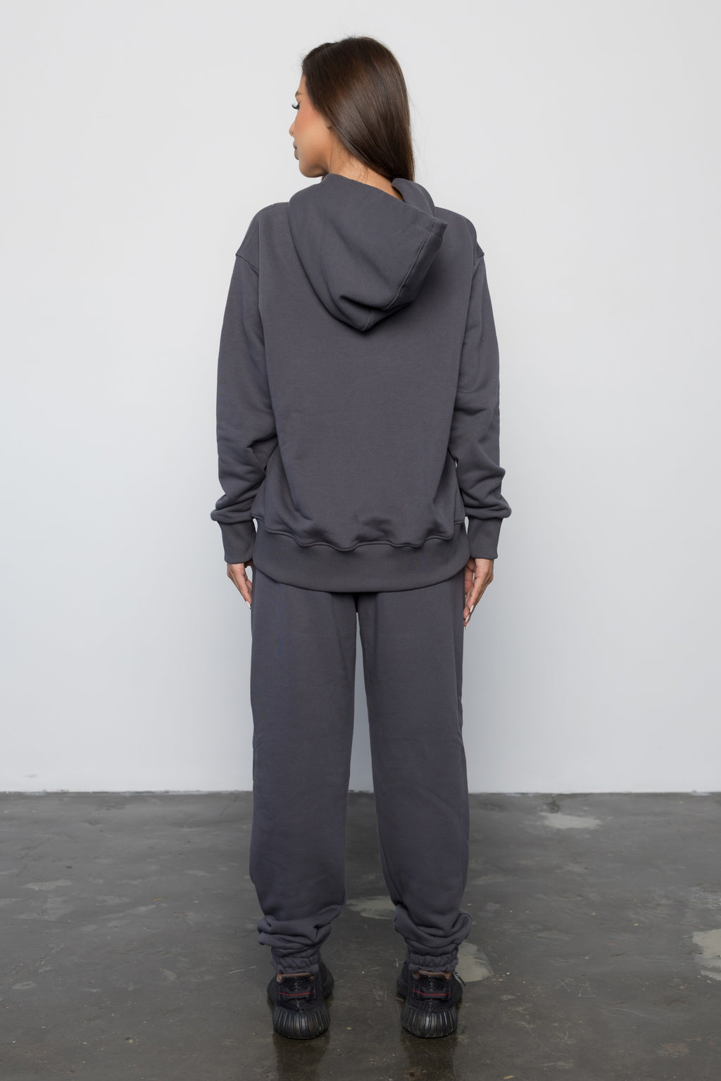 Compleu GRI GRAFIT din bumbac cu broderie oversized - BILLIONAIRE