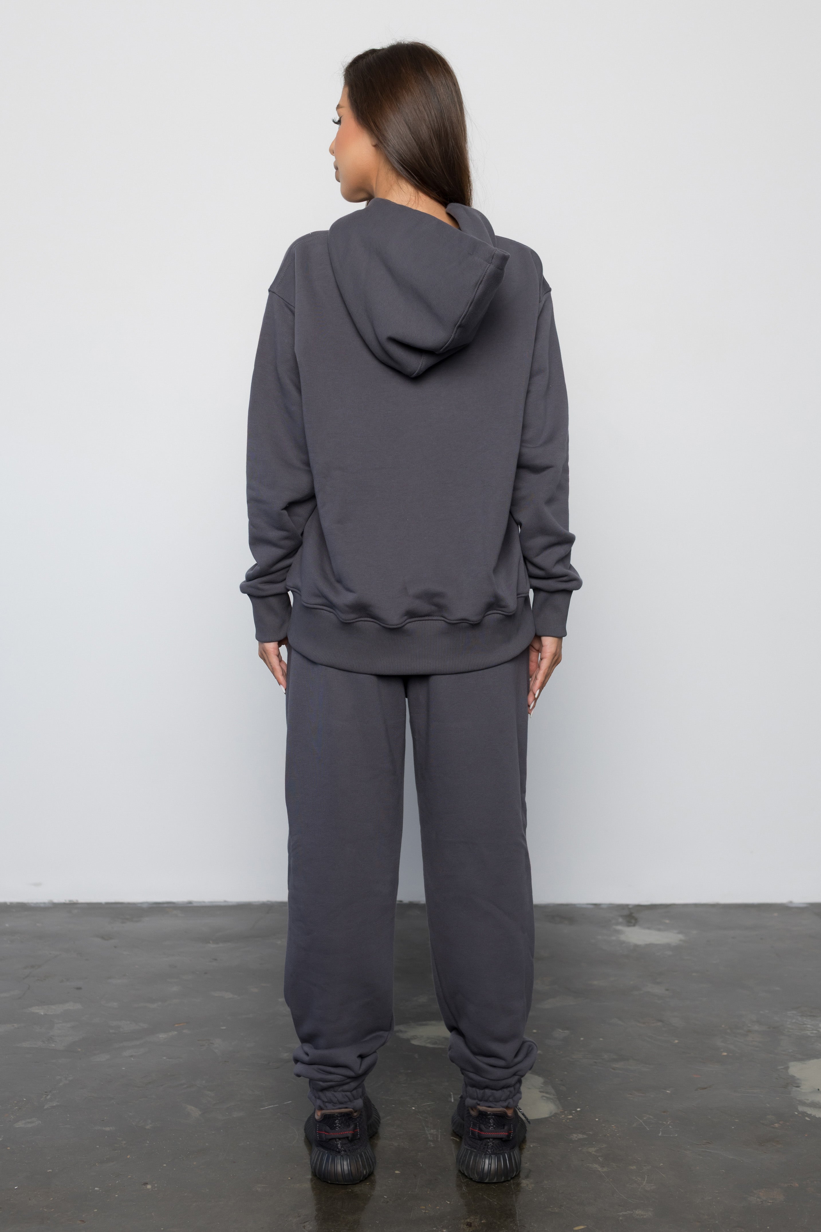 Compleu GRI GRAFIT din bumbac cu broderie oversized - BILLIONAIRE