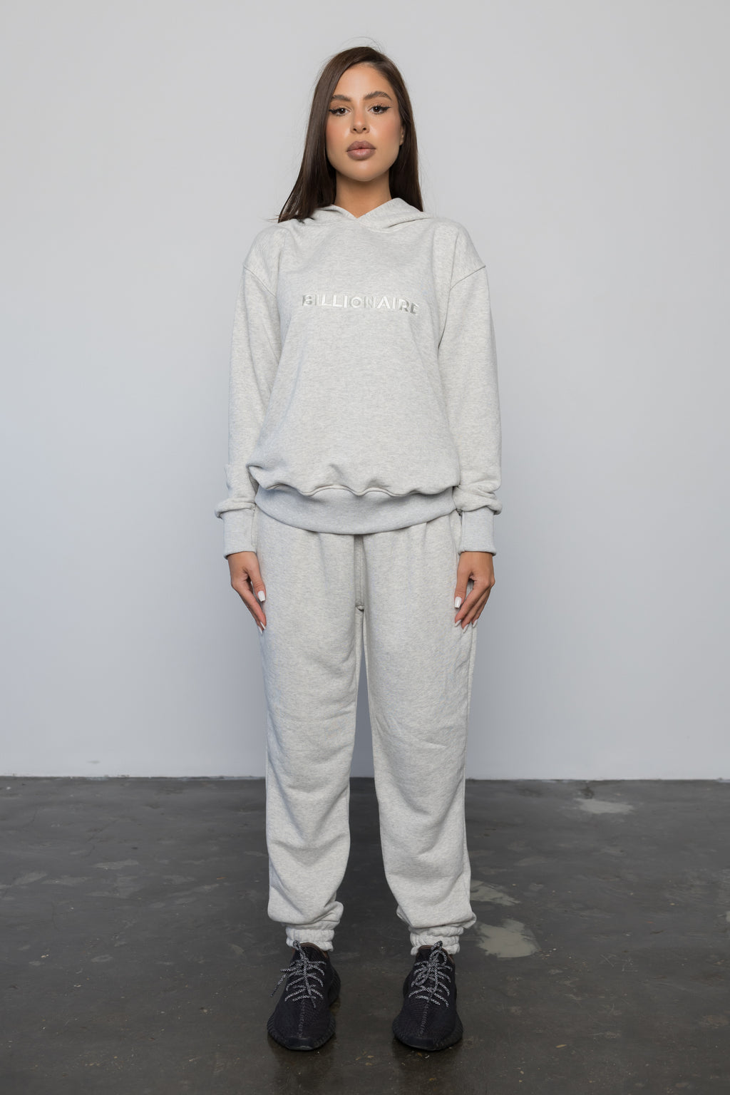 Compleu GRI ICE din bumbac cu broderie oversized - BILLIONAIRE