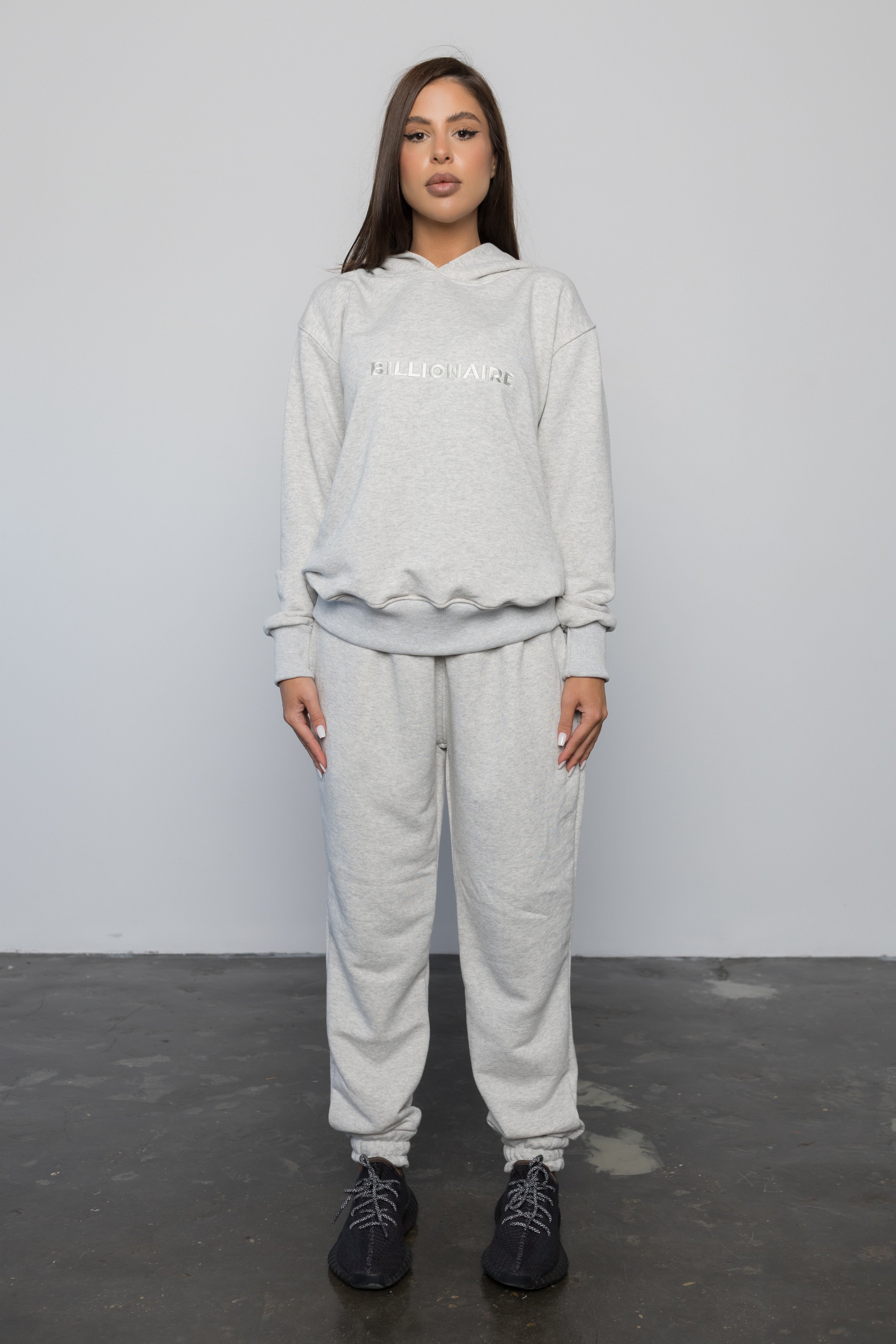 Compleu GRI ICE din bumbac cu broderie oversized - BILLIONAIRE