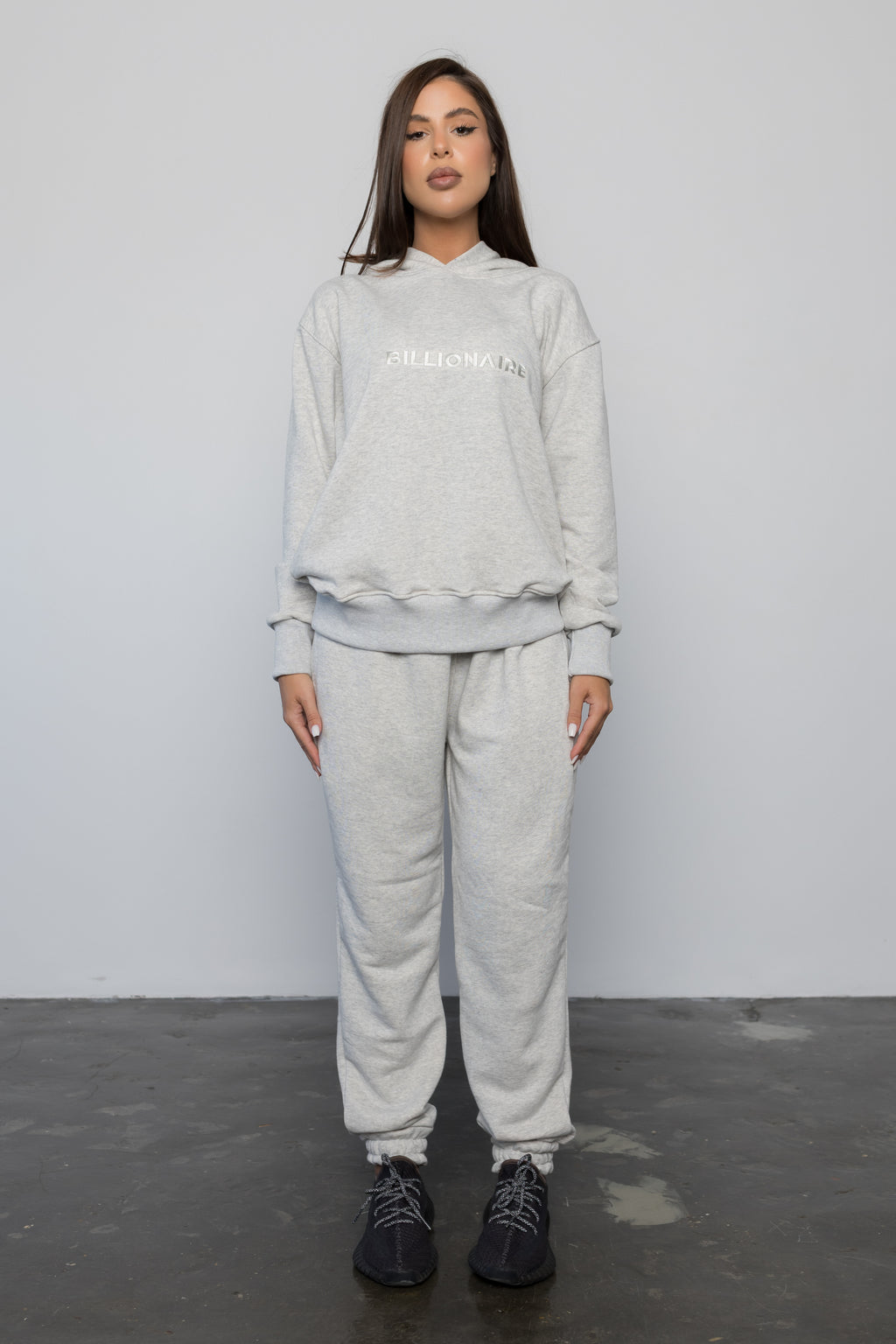 Compleu GRI ICE din bumbac cu broderie oversized - BILLIONAIRE