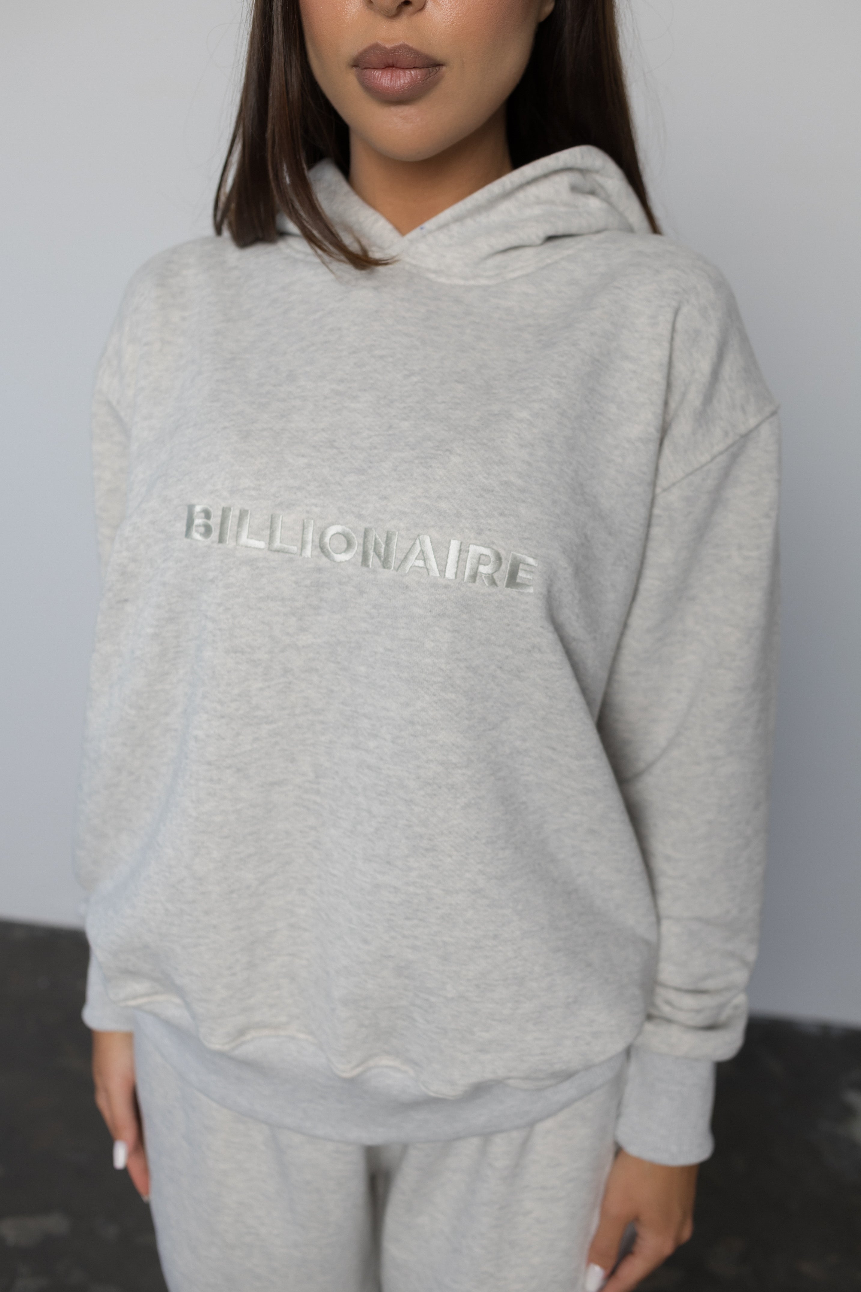 Compleu GRI ICE din bumbac cu broderie oversized - BILLIONAIRE