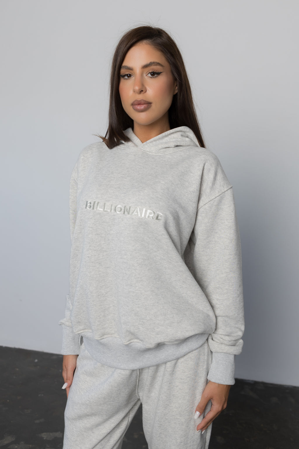 Compleu GRI ICE din bumbac cu broderie oversized - BILLIONAIRE