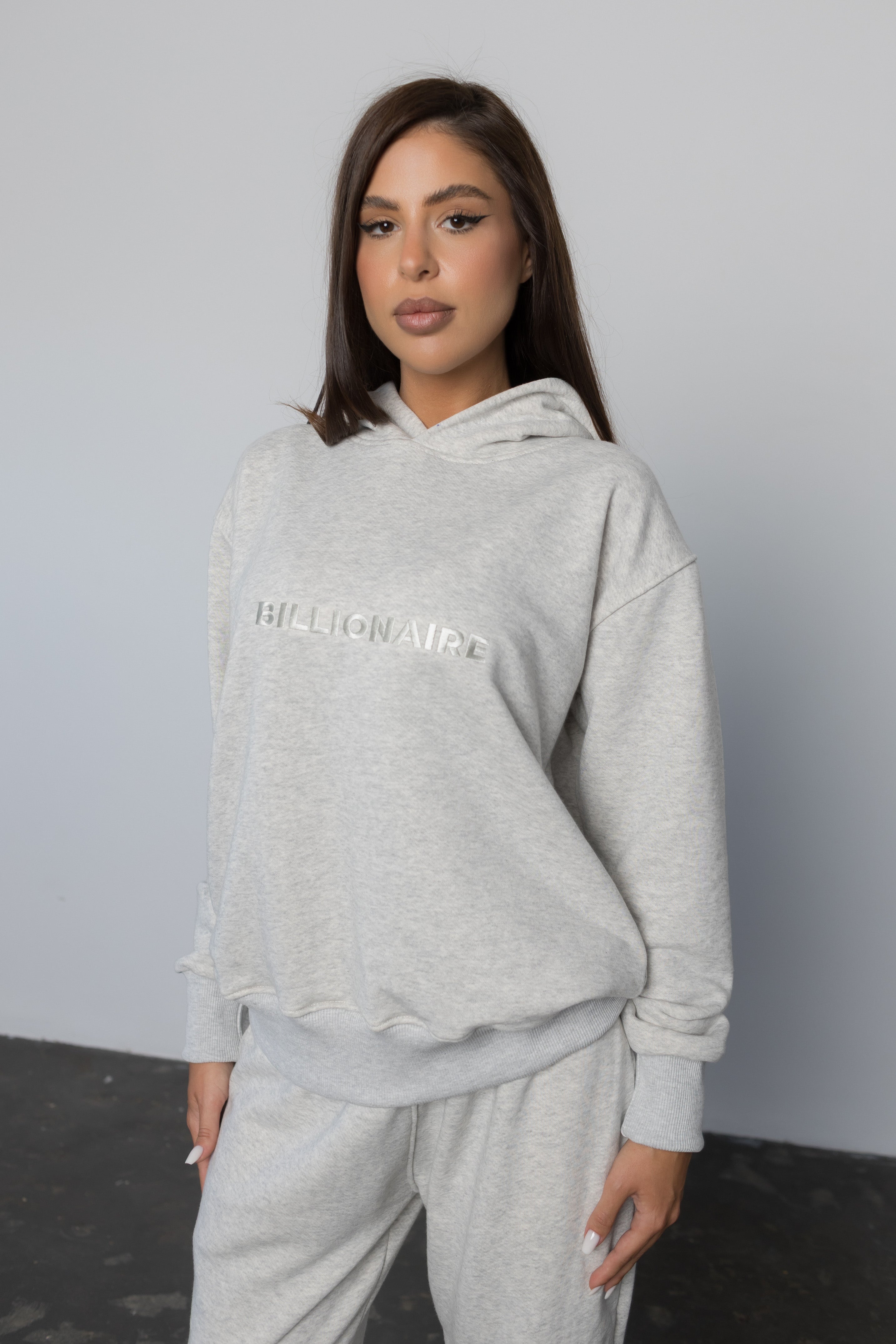 Compleu GRI ICE din bumbac cu broderie oversized - BILLIONAIRE