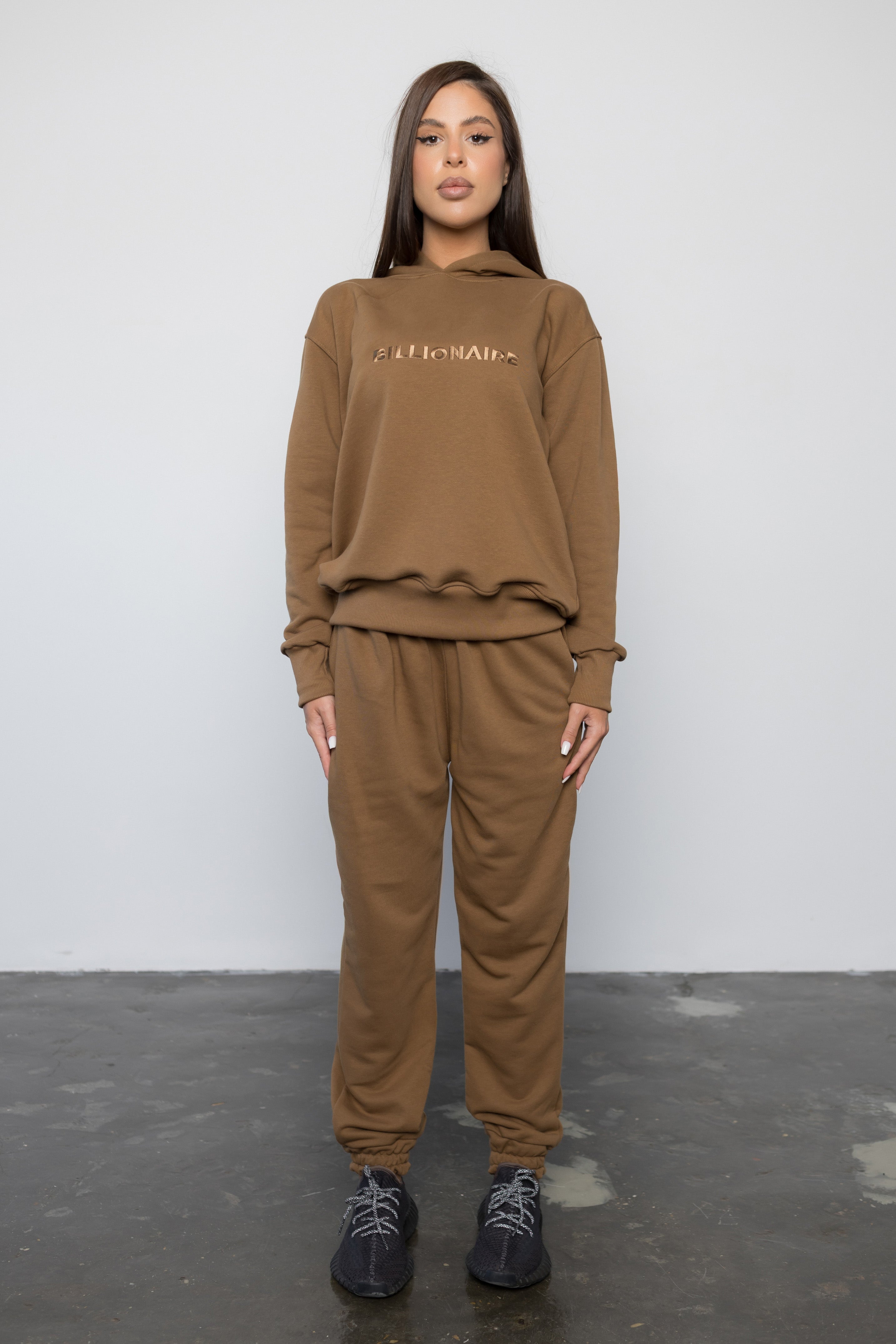 Compleu BROWN din bumbac cu broderie oversized - BILLIONAIRE