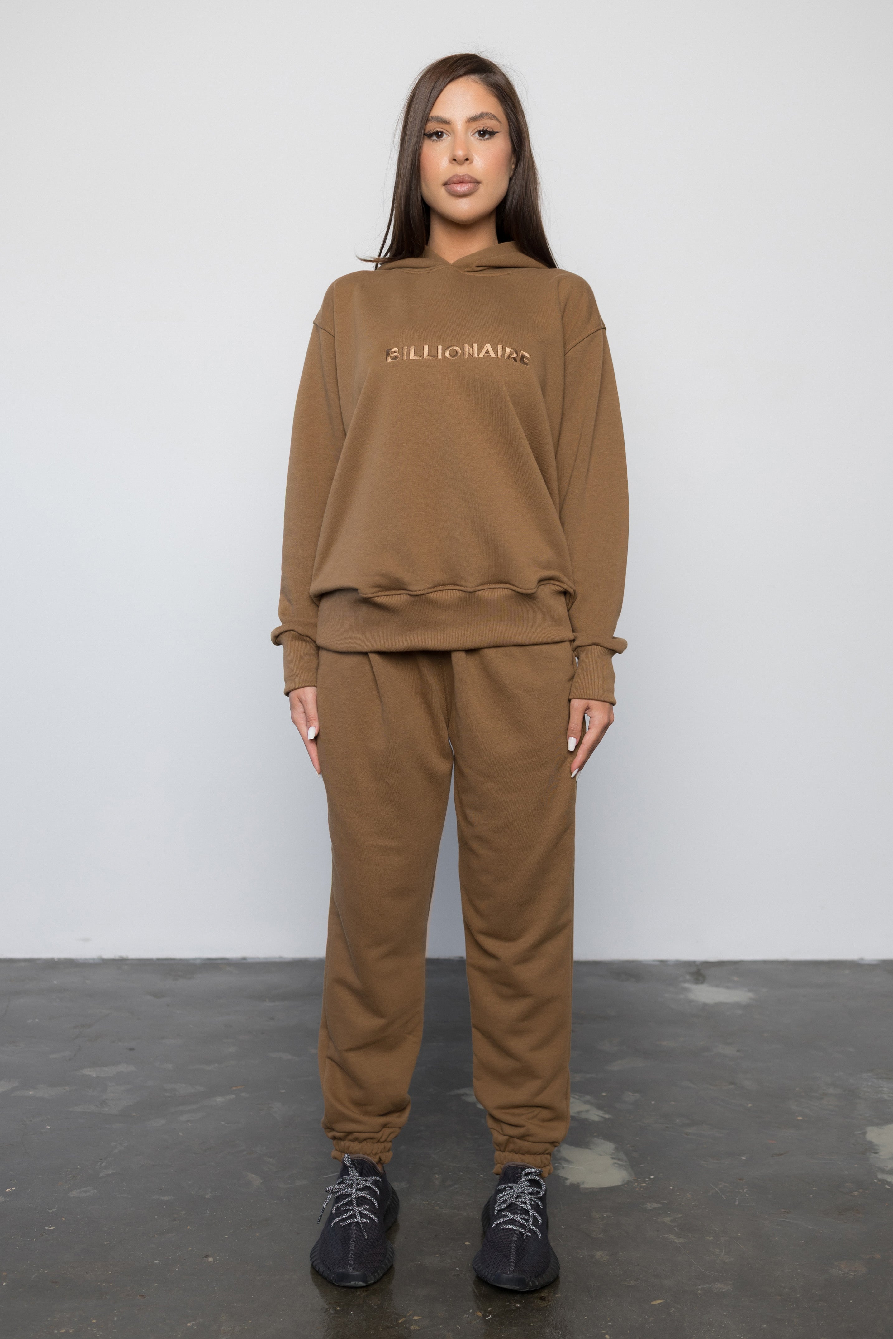 Compleu BROWN din bumbac cu broderie oversized - BILLIONAIRE