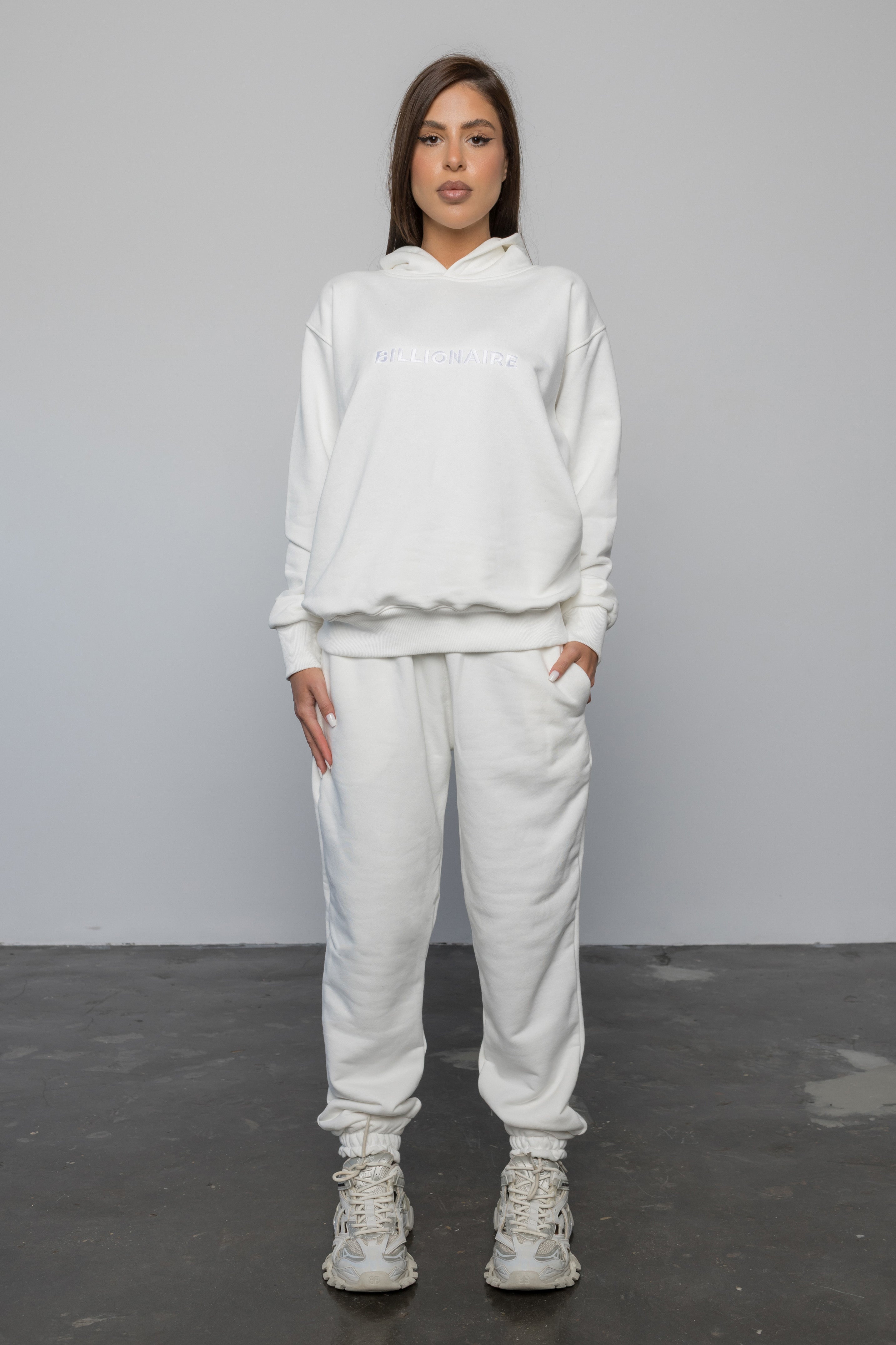 Compleu ALB din bumbac cu broderie oversized - BILLIONAIRE