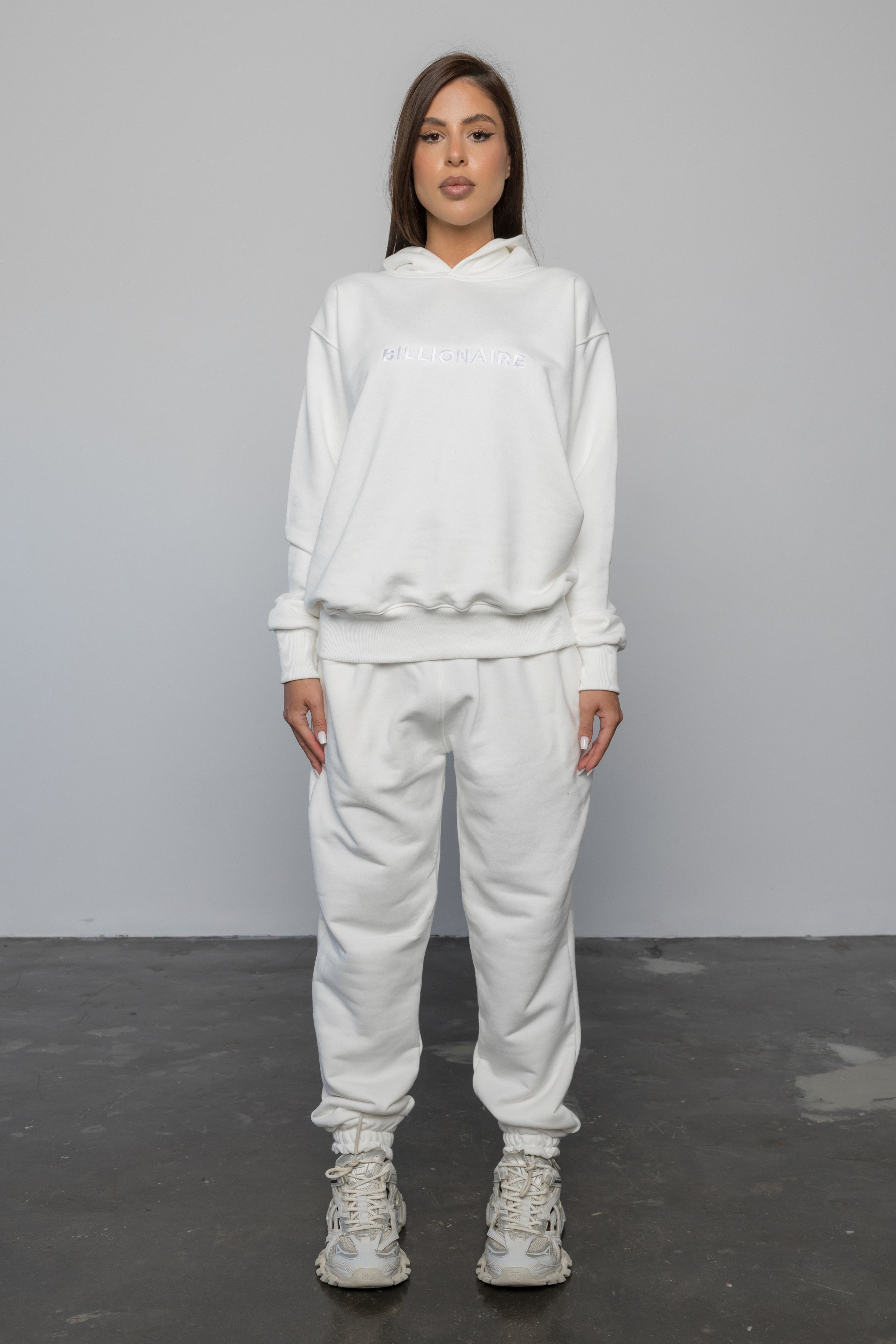 Compleu ALB din bumbac cu broderie oversized - BILLIONAIRE