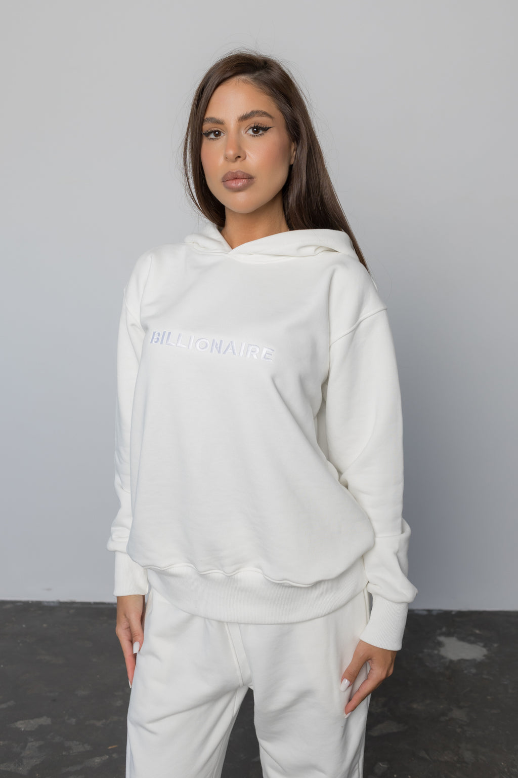 Compleu ALB din bumbac cu broderie oversized - BILLIONAIRE