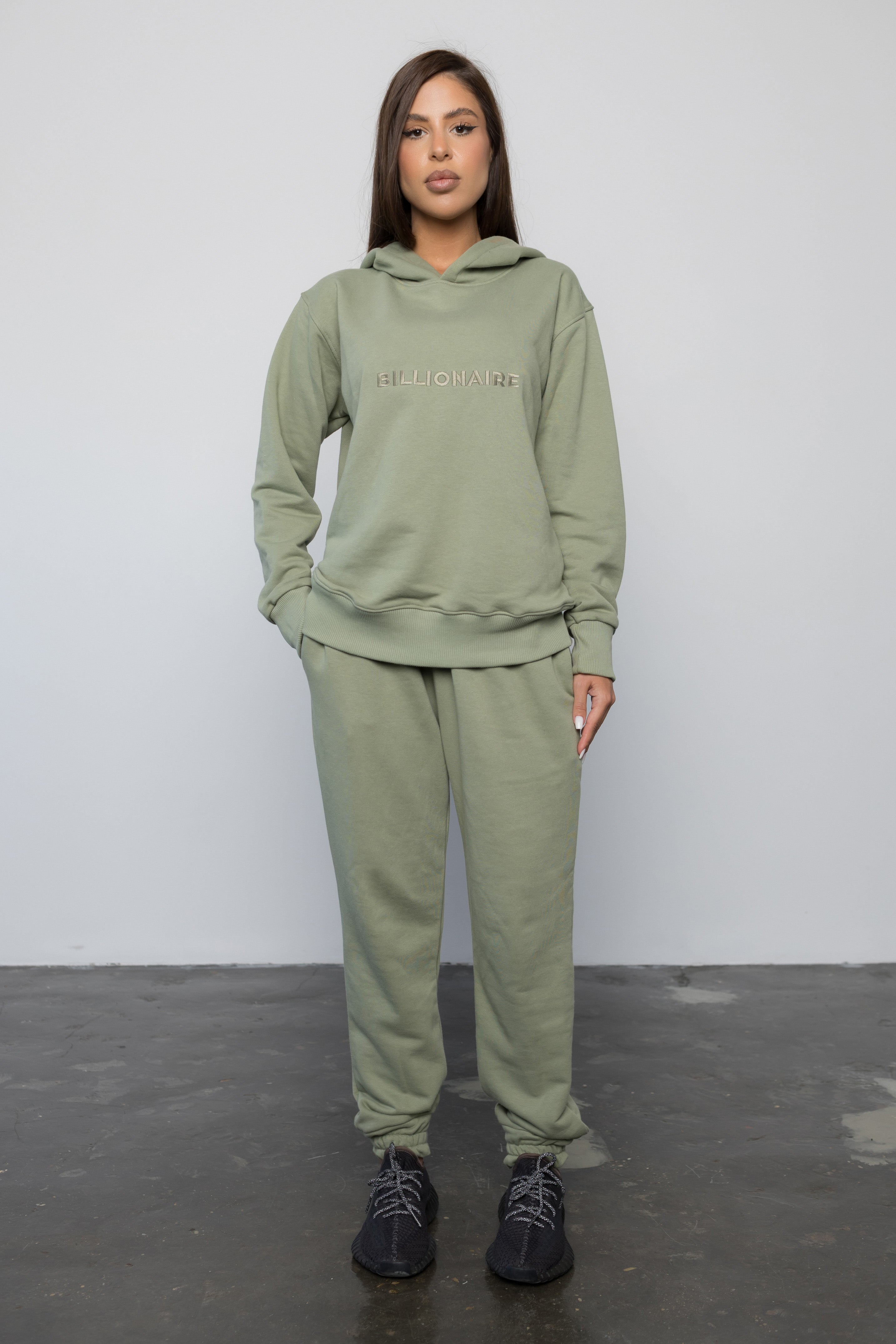Compleu KHAKI din bumbac cu broderie oversized - BILLIONAIRE