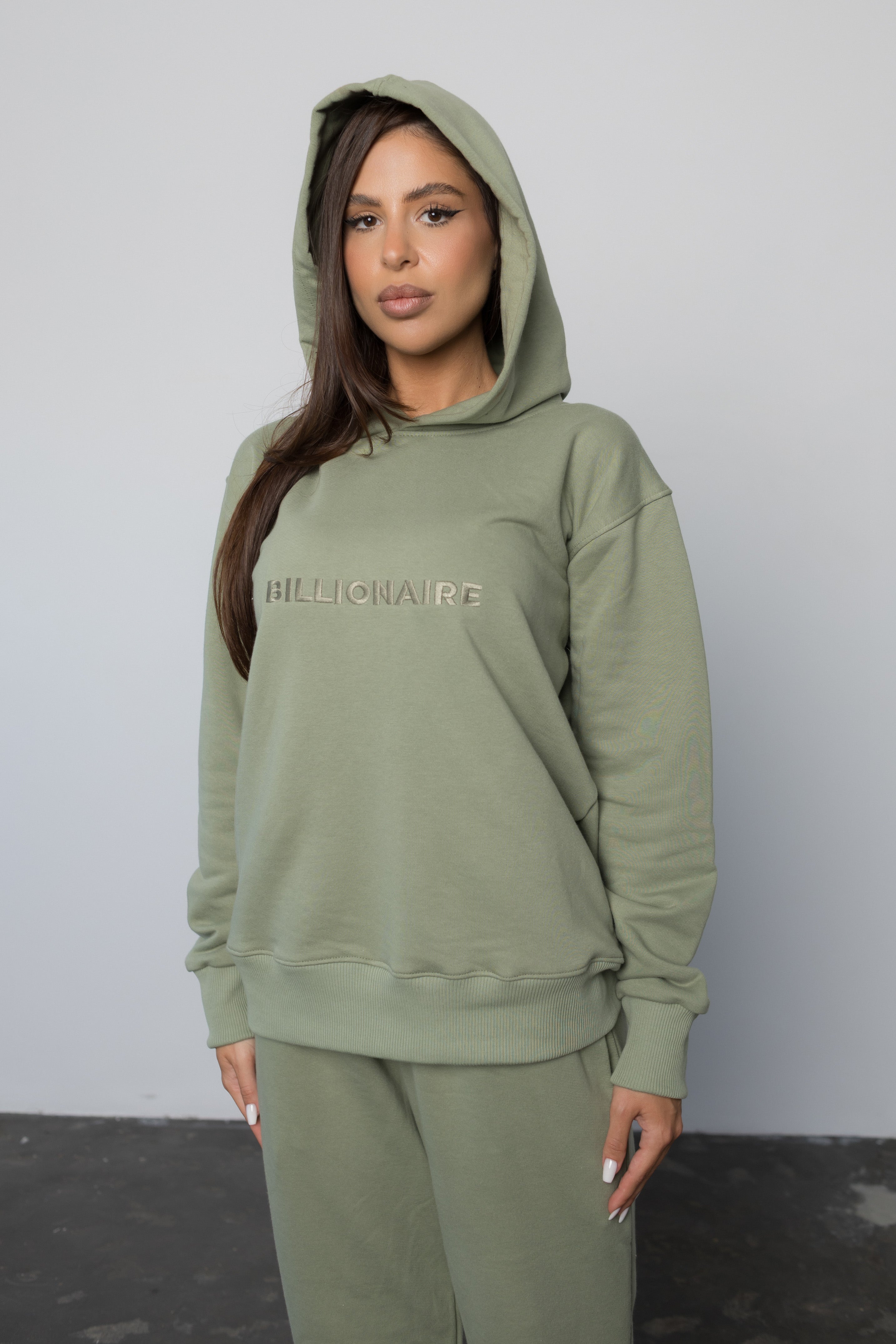 Compleu KHAKI din bumbac cu broderie oversized - BILLIONAIRE