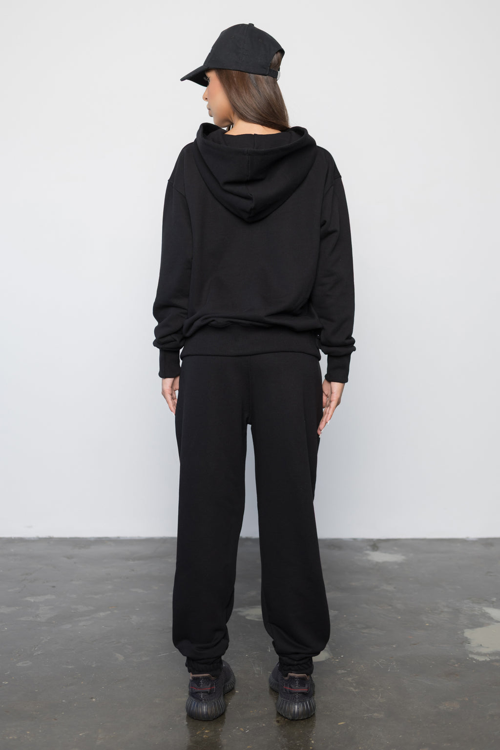 Compleu NEGRU din bumbac cu broderie oversized - BILLIONAIRE