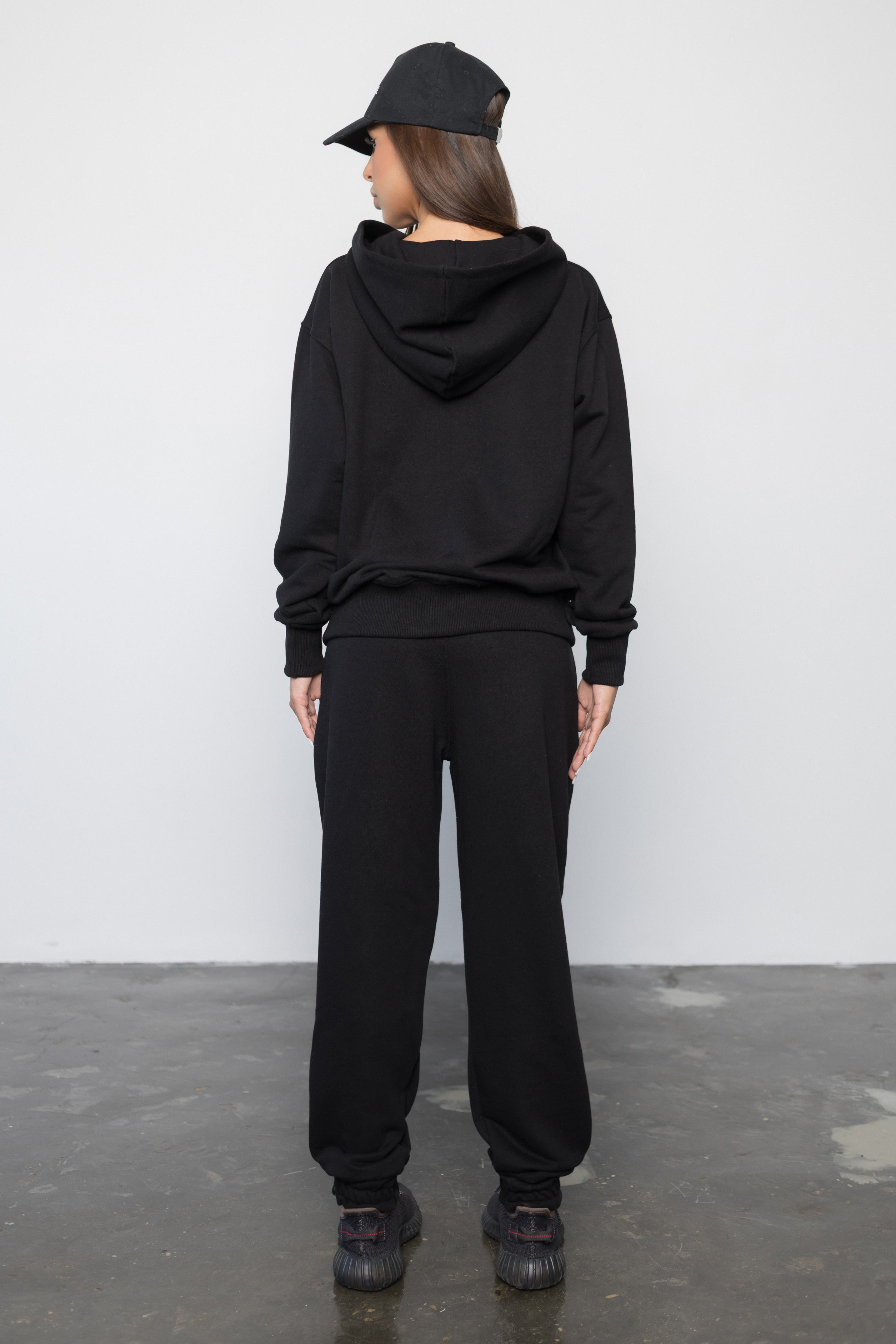 Compleu NEGRU din bumbac cu broderie oversized - BILLIONAIRE