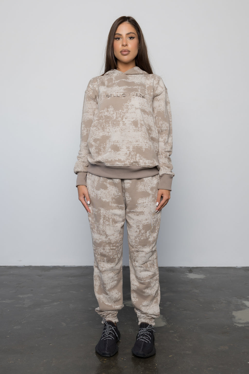 Compleu CAPPUCINO IMPRIMAT din bumbac cu broderie oversized - BILLIONAIRE