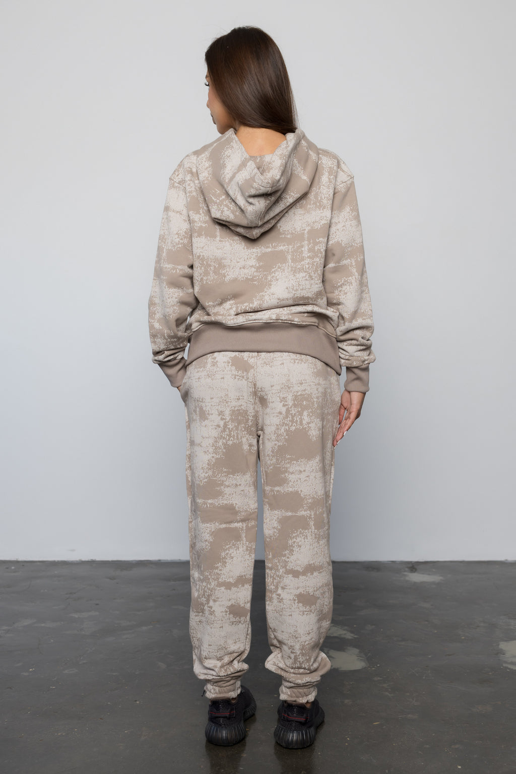 Compleu CAPPUCINO IMPRIMAT din bumbac cu broderie oversized - BILLIONAIRE