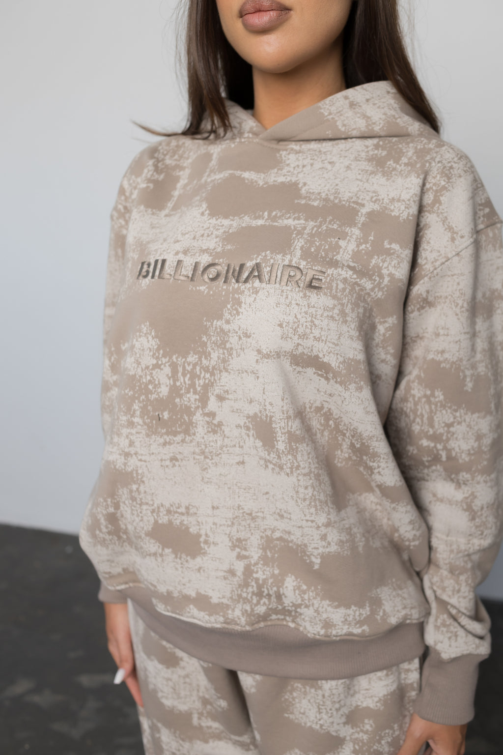 Compleu CAPPUCINO IMPRIMAT din bumbac cu broderie oversized - BILLIONAIRE