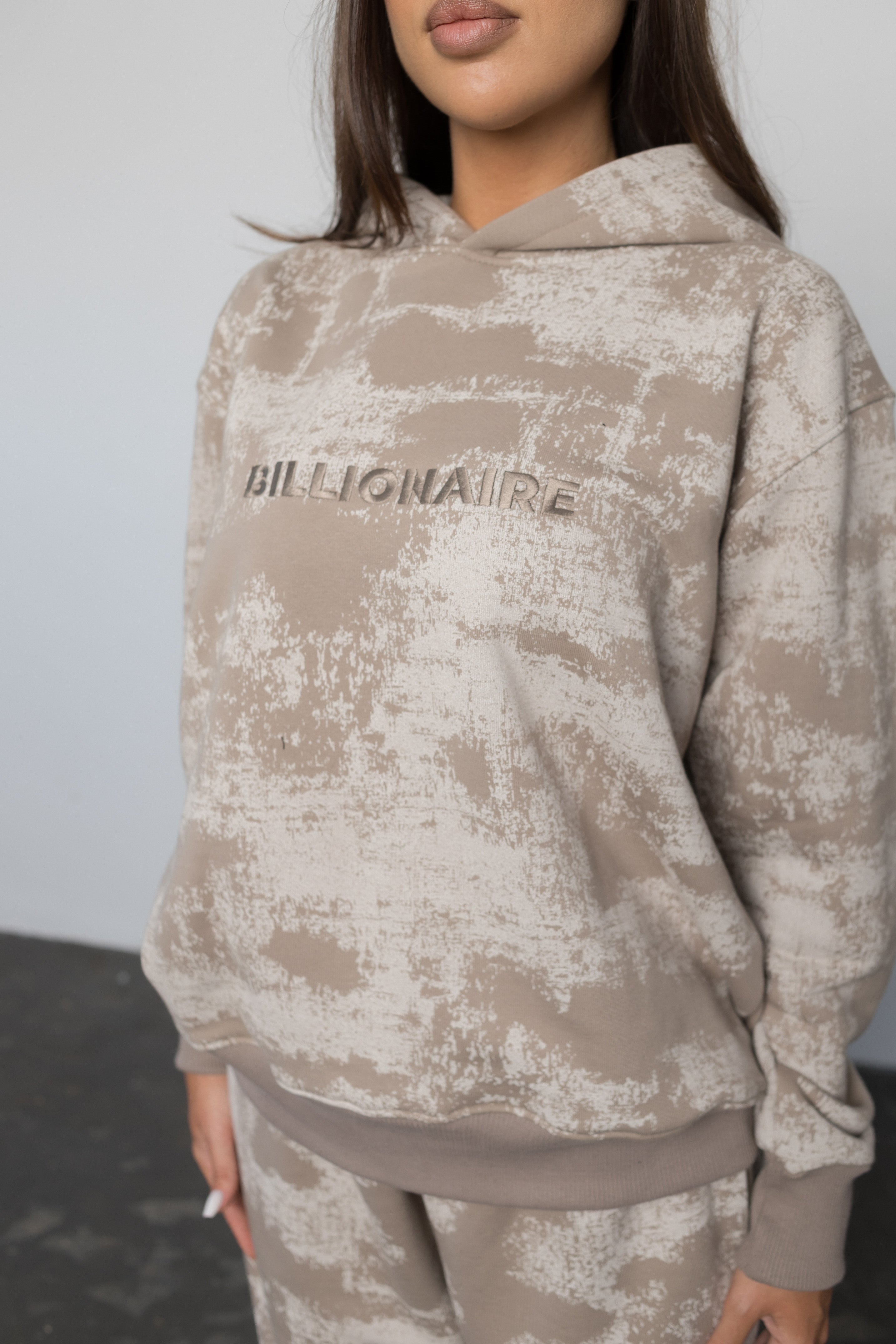 Compleu CAPPUCINO IMPRIMAT din bumbac cu broderie oversized - BILLIONAIRE