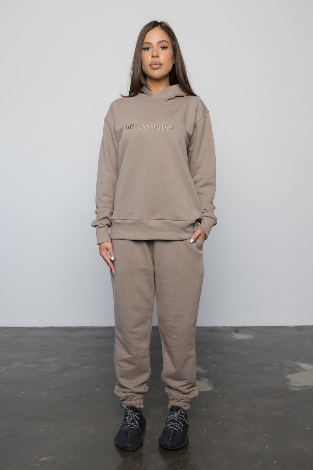 Compleu CAPPUCINO din bumbac cu broderie oversized - BILLIONAIRE