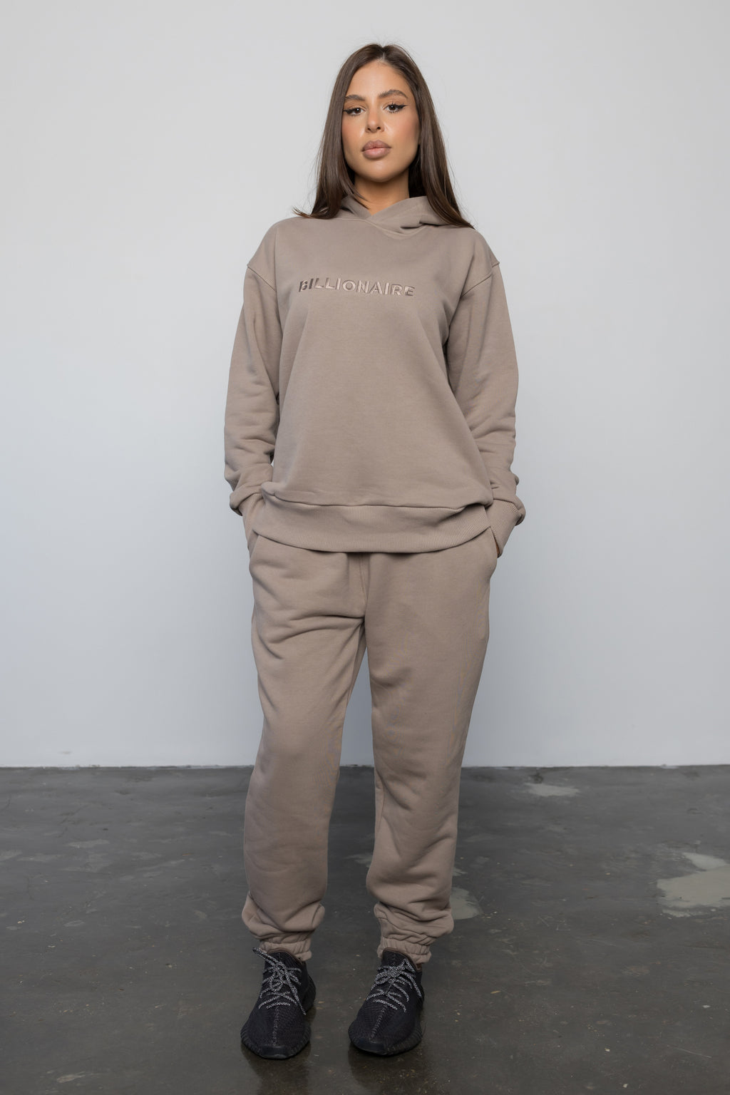 Compleu CAPPUCINO din bumbac cu broderie oversized - BILLIONAIRE