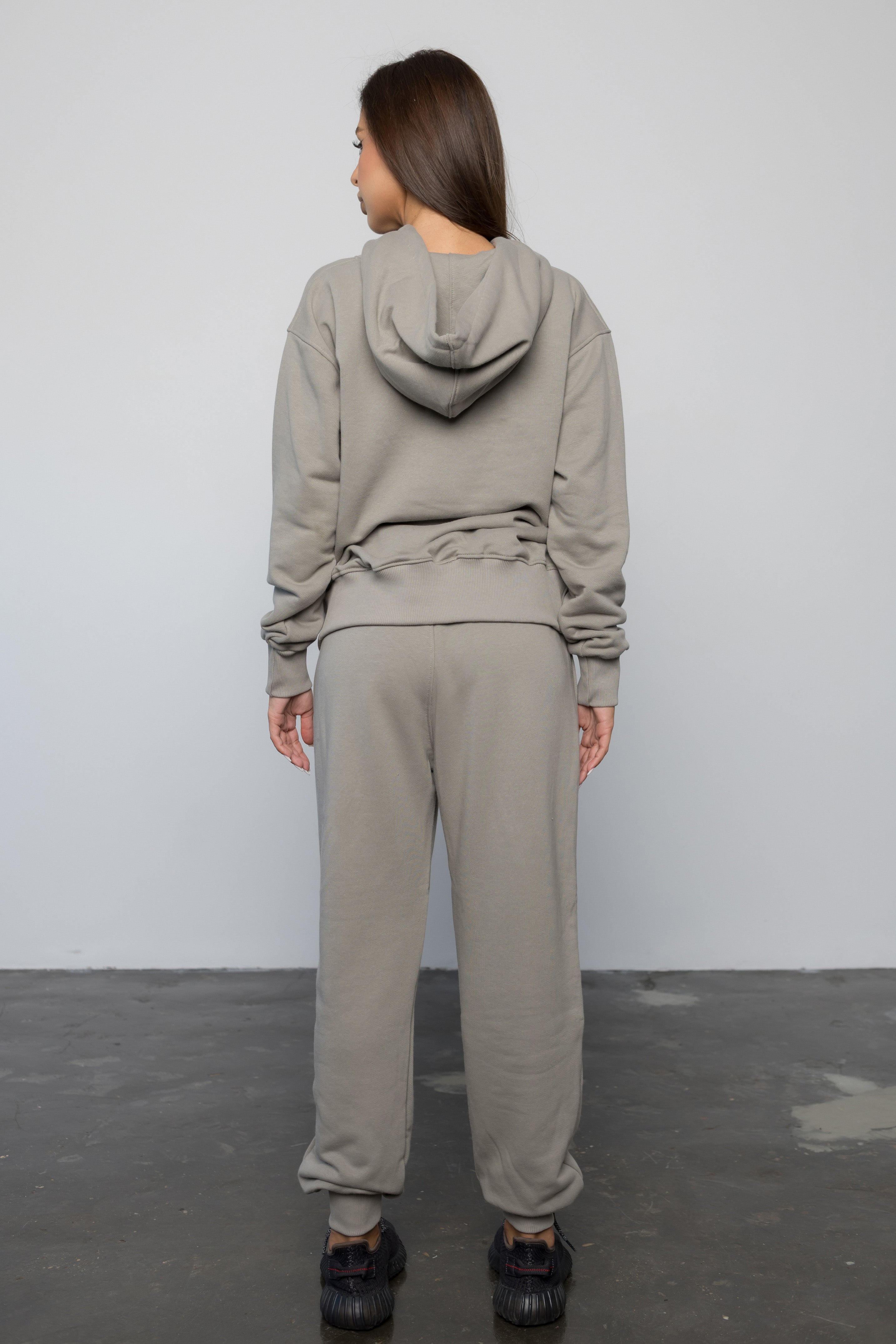 Compleu GRI din bumbac cu broderie oversized - BILLIONAIRE