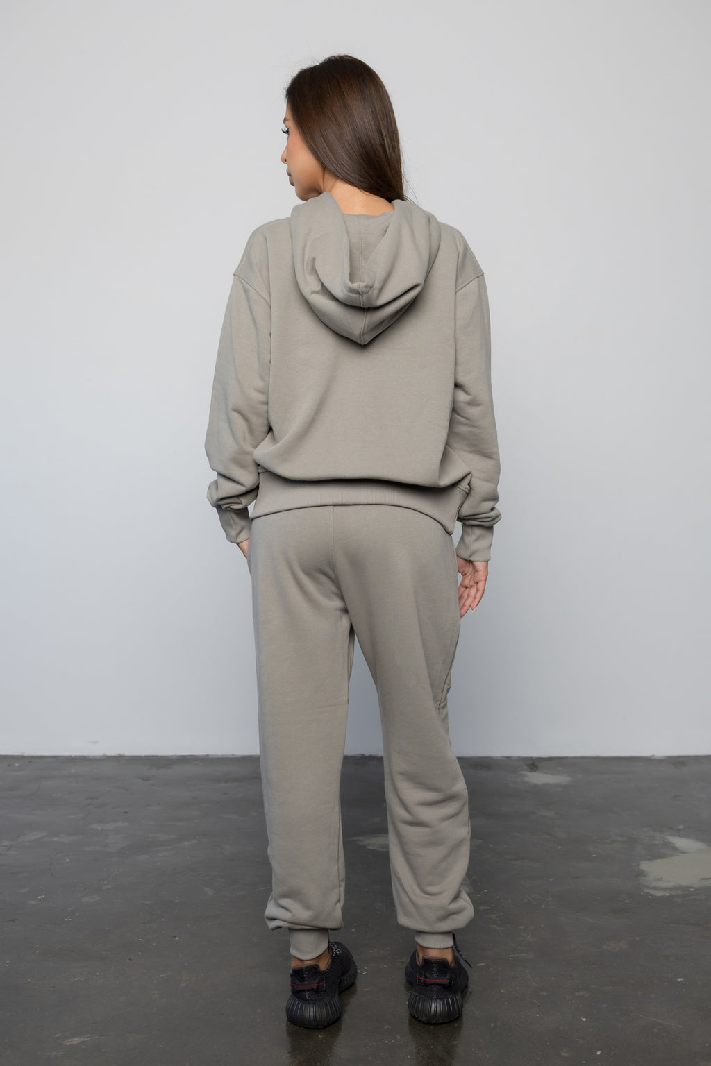 Compleu GRI din bumbac cu broderie oversized - BILLIONAIRE