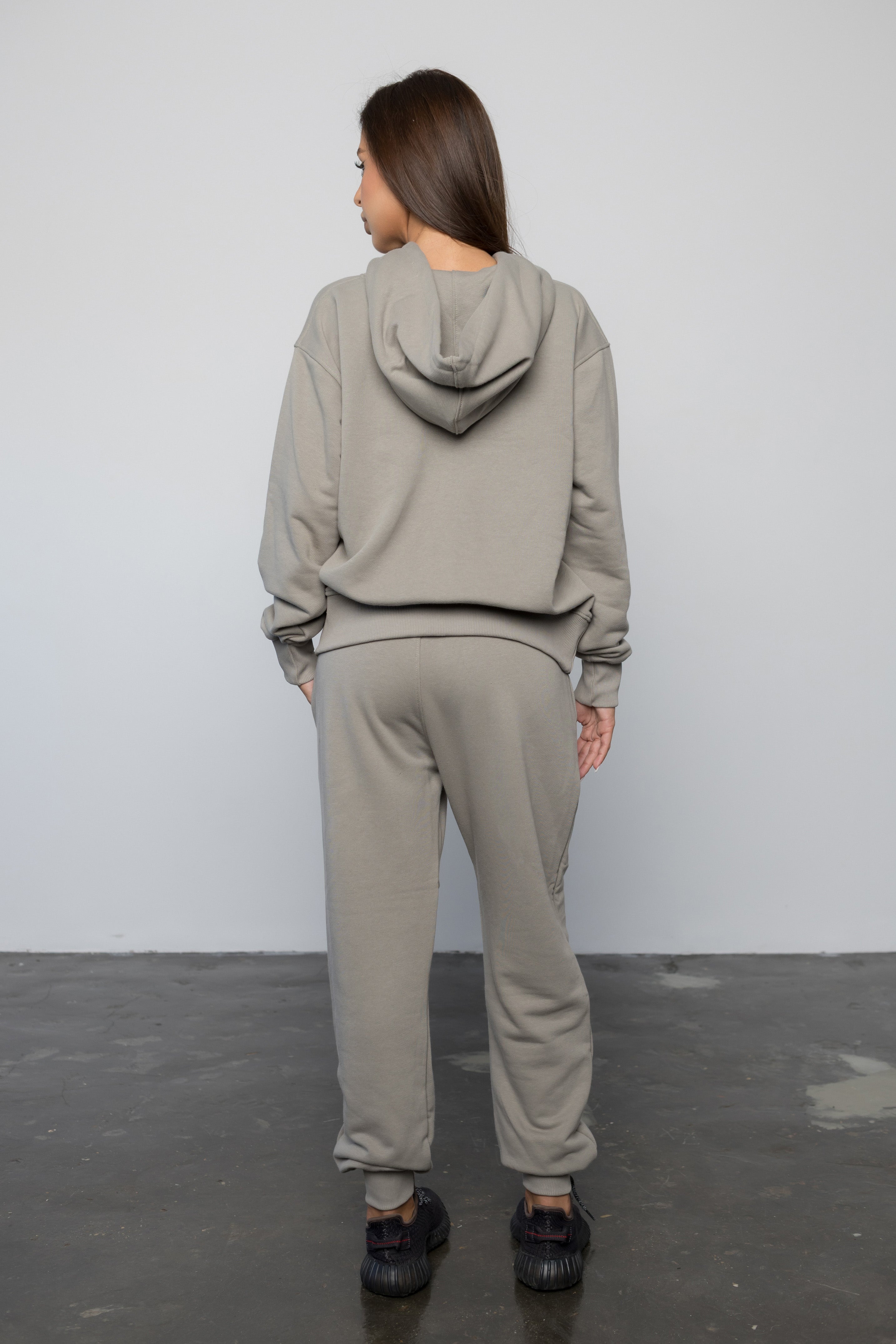 Compleu GRI din bumbac cu broderie oversized - BILLIONAIRE