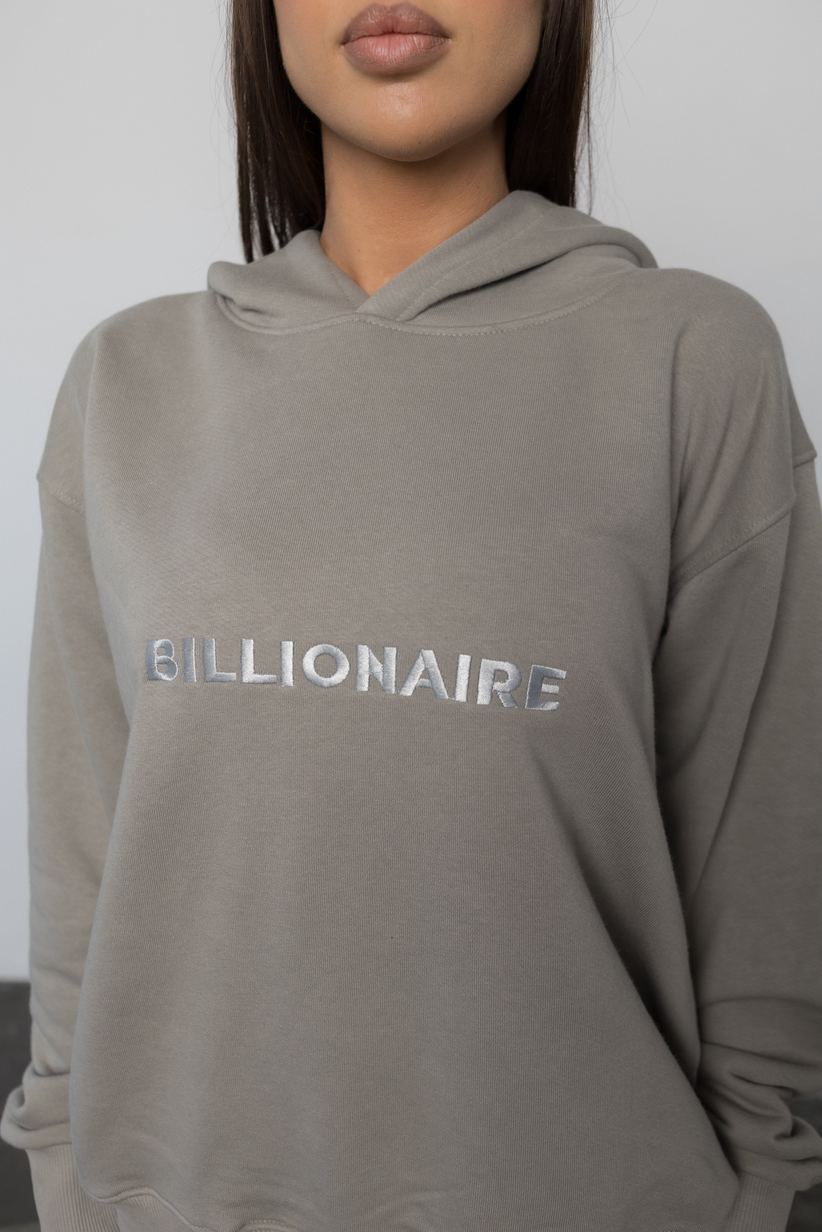 Compleu GRI din bumbac cu broderie oversized - BILLIONAIRE