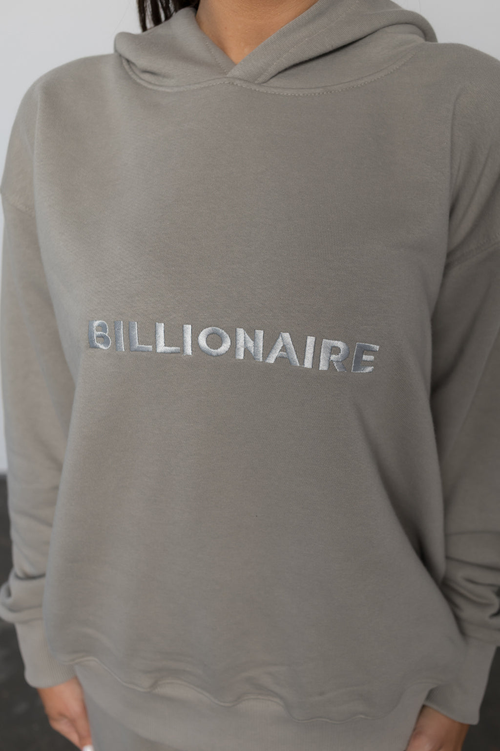 Compleu GRI din bumbac cu broderie oversized - BILLIONAIRE