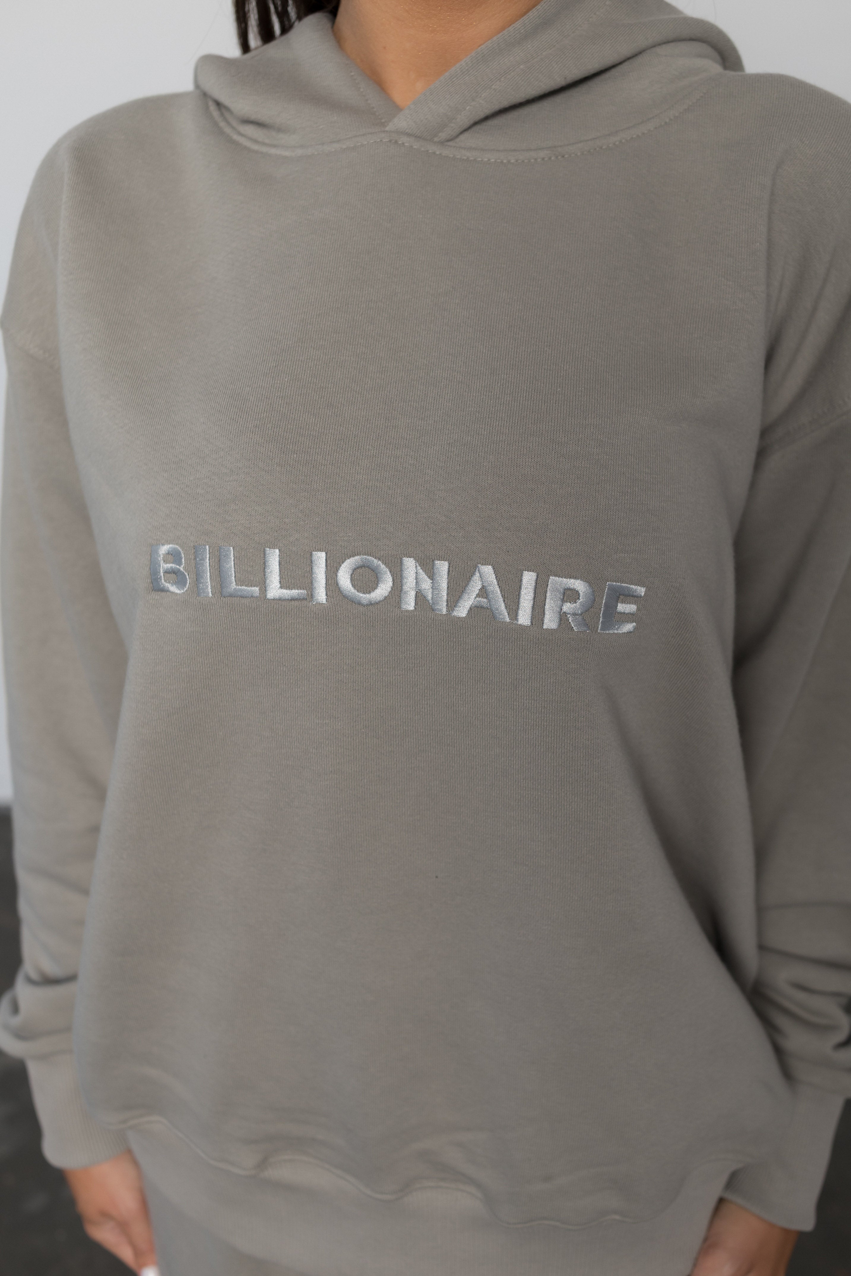 Compleu GRI din bumbac cu broderie oversized - BILLIONAIRE